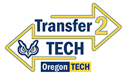 transfer with the number 2 for two Oregon Tech with OT owl mascot and arrows pointing left and right